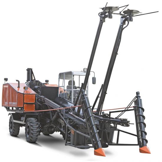 wheeled whole stalk sugarcane combine harvester